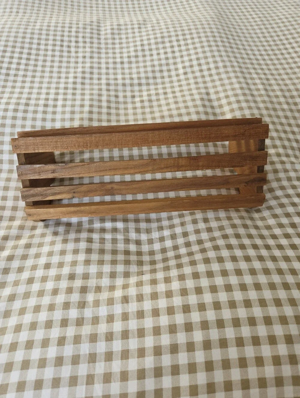Vintage Handmade Slatted Wooden Shelf With Heart Sides